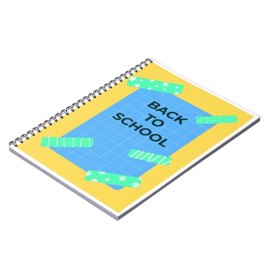 Fun Bright Back to School Grid Design mit Dekorat Notizblock (Linke Seite)