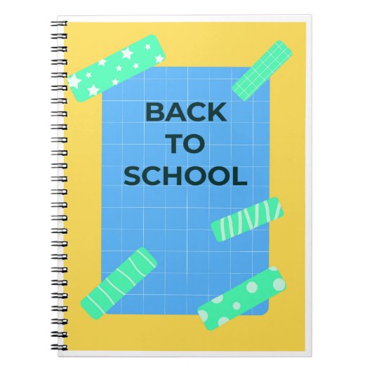Fun Bright Back to School Grid Design mit Dekorat Notizblock (Vorderseite)