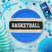 Fun Bright Blue Black Yellow BASKETBALL Streifen Pappteller (Party)