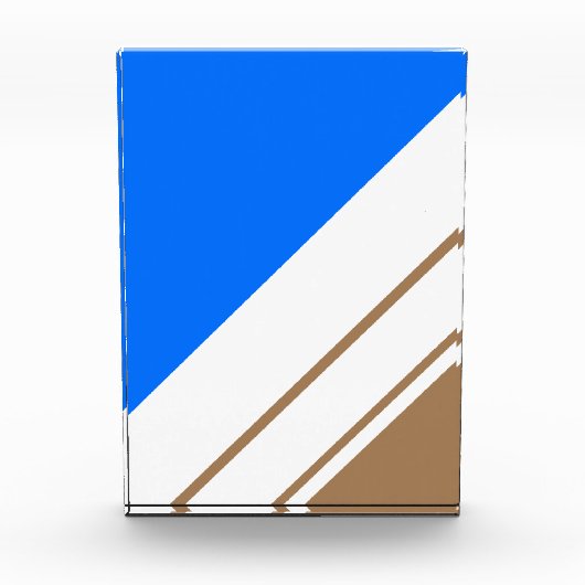 Fun Bright Blue Light Brown White Racing Streifen Fotoblock (Vorderseite)