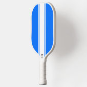 Fun Bright Blue Slim White Racing Streifen Pickleball Schläger (Links)