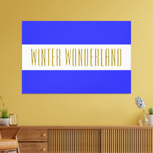 Fun Bright Blue White WINTER WONDERLAND Streifen Leinwanddruck