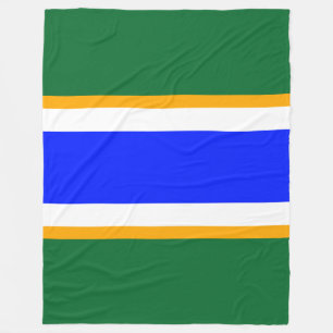 Fun Bright Blue White Yellow Green Racing Streifen Fleecedecke