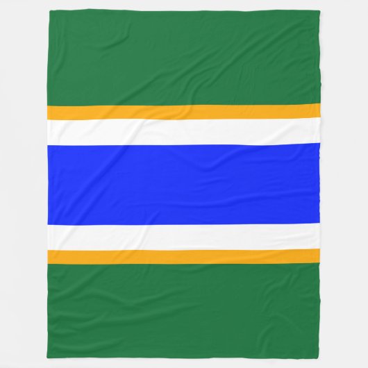 Fun Bright Blue White Yellow Green Racing Streifen Fleecedecke (Vorderseite)