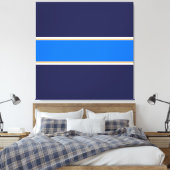 Fun Bright Blue White Yellow Navy Racing Streifen Leinwanddruck (Insitu (Schlafzimmer))
