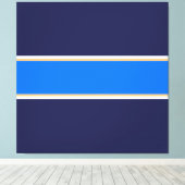 Fun Bright Blue White Yellow Navy Racing Streifen Leinwanddruck (Insitu (Holzboden))