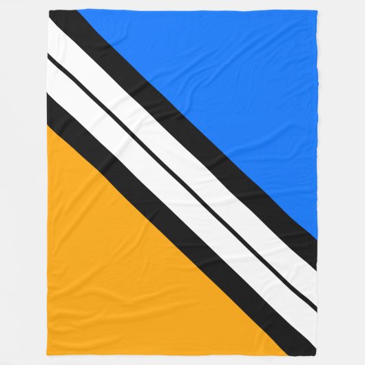 Fun Bright Blue Yellow Schwarz-weiß Racing Streife Fleecedecke (Vorderseite)