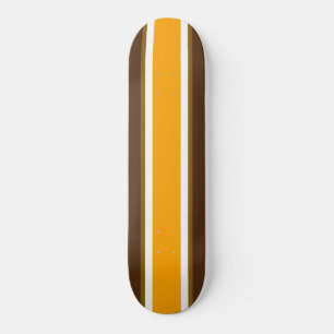 Fun Bright Bold Gelb White Brown Racing Streifen Skateboard