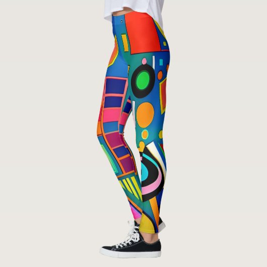 Fun Bright Bold Künstlerisch Geometric Shape Patte Leggings (Links)