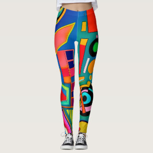 Fun Bright Bold Künstlerisch Geometric Shape Patte Leggings