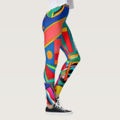 Fun Bright Bold Künstlerisch Geometric Shape Patte Leggings (Rechts)