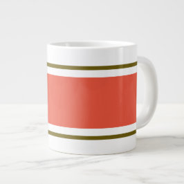 Fun Bright Bold Orange White Olive Racing Streifen Jumbo-Tasse