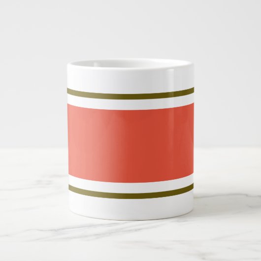 Fun Bright Bold Orange White Olive Racing Streifen Jumbo-Tasse (Vorderseite)