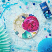 Fun Bright Bold Wassercolor Floral Color Splash Pappteller (Party)