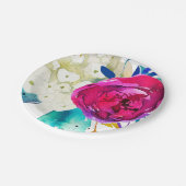 Fun Bright Bold Wassercolor Floral Color Splash Pappteller (Schrägansicht)