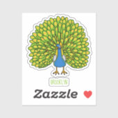 Fun bright bright peacock bird Illustration Aufkleber (Blatt)