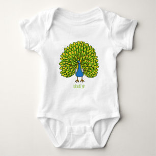 Fun bright bright peacock bird Illustration Baby Strampler