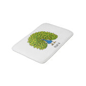 Fun bright bright peacock bird Illustration Badematte (Schrägansicht)