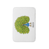 Fun bright bright peacock bird Illustration Badematte (Vorderseite Vertikal)
