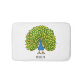 Fun bright bright peacock bird Illustration Badematte (Vorderseite)