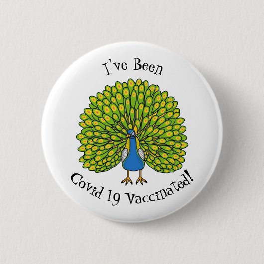 Fun bright bright peacock bird Illustration Button (Vorderseite)