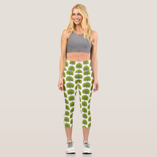 Fun bright bright peacock bird Illustration Capri Leggings (Vorderseite)