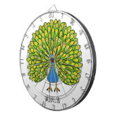 Fun bright bright peacock bird Illustration Dartscheibe (Vorderseite rechts)