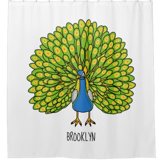 Fun bright bright peacock bird Illustration Duschvorhang (Vorderseite)