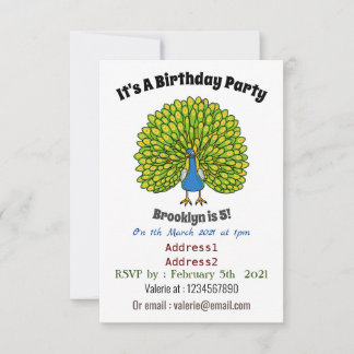 Fun bright bright peacock bird Illustration Einladung