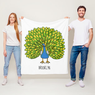 Fun bright bright peacock bird Illustration Fleecedecke