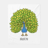 Fun bright bright peacock bird Illustration Fleecedecke (Vorderseite)