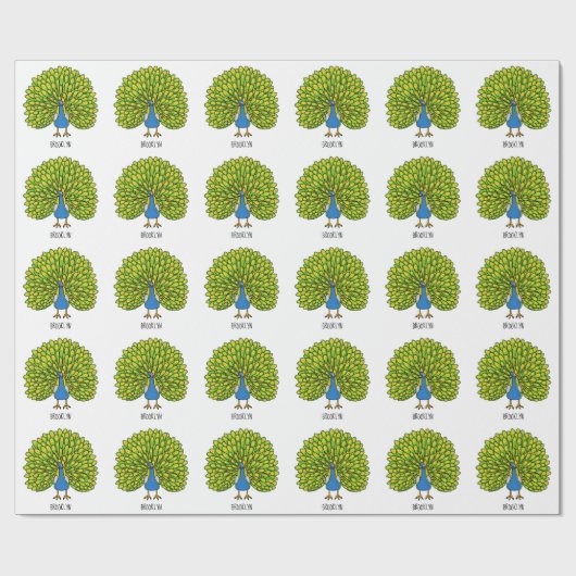 Fun bright bright peacock bird Illustration Geschenkpapier (Flach)