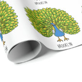 Fun bright bright peacock bird Illustration Geschenkpapier (Rolleneckpunkt)