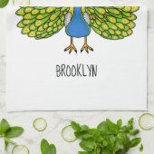 Fun bright bright peacock bird Illustration Geschirrtuch (Gefaltet)