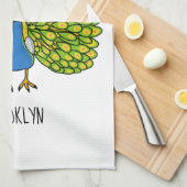 Fun bright bright peacock bird Illustration Geschirrtuch (Viertel Falte)