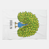 Fun bright bright peacock bird Illustration Geschirrtuch (Horizontal)