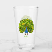 Fun bright bright peacock bird Illustration Glas (Vorderseite)