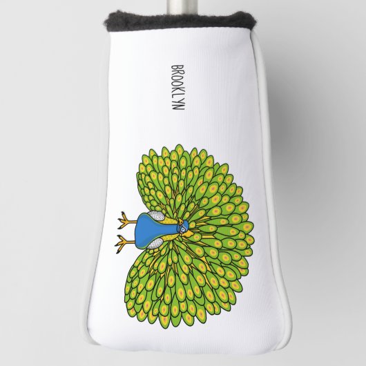Fun bright bright peacock bird Illustration Golf Headcover (Rotieren 90)
