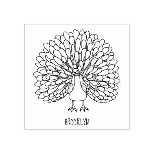 Fun bright bright peacock bird Illustration Gummistempel