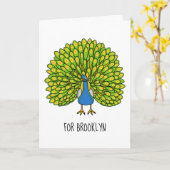 Fun bright bright peacock bird Illustration Karte (Gelbe Blume)