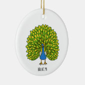 Fun bright bright peacock bird Illustration Keramik Ornament (Rechts)