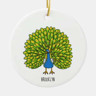 Fun bright bright peacock bird Illustration Keramik Ornament
