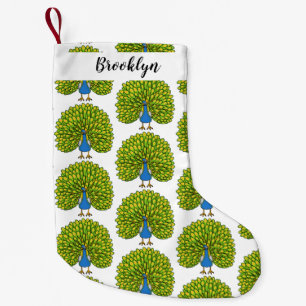 Fun bright bright peacock bird Illustration Kleiner Weihnachtsstrumpf