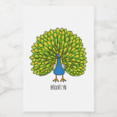 Fun bright bright peacock bird Illustration Lebensmitteletikett (Einzelnes Label)