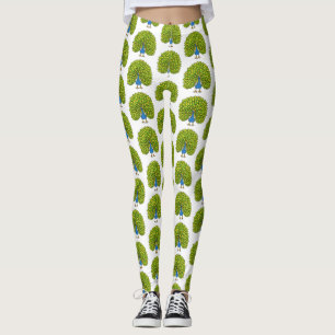Fun bright bright peacock bird Illustration Leggings