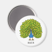 Fun bright bright peacock bird Illustration Magnet (Vorderseite/Rückseite)