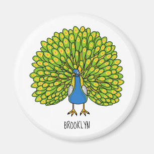 Fun bright bright peacock bird Illustration Magnet
