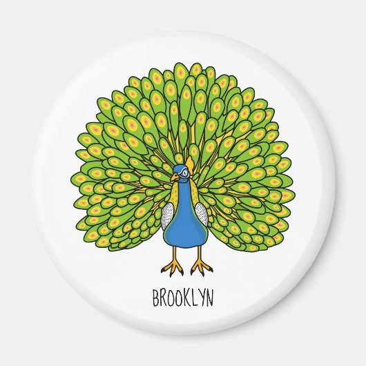 Fun bright bright peacock bird Illustration Magnet (Vorne)