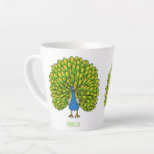 Fun bright bright peacock bird Illustration Milchtasse (Linke Ecke)