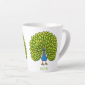 Fun bright bright peacock bird Illustration Milchtasse (Rechte Ecke)